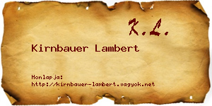 Kirnbauer Lambert névjegykártya